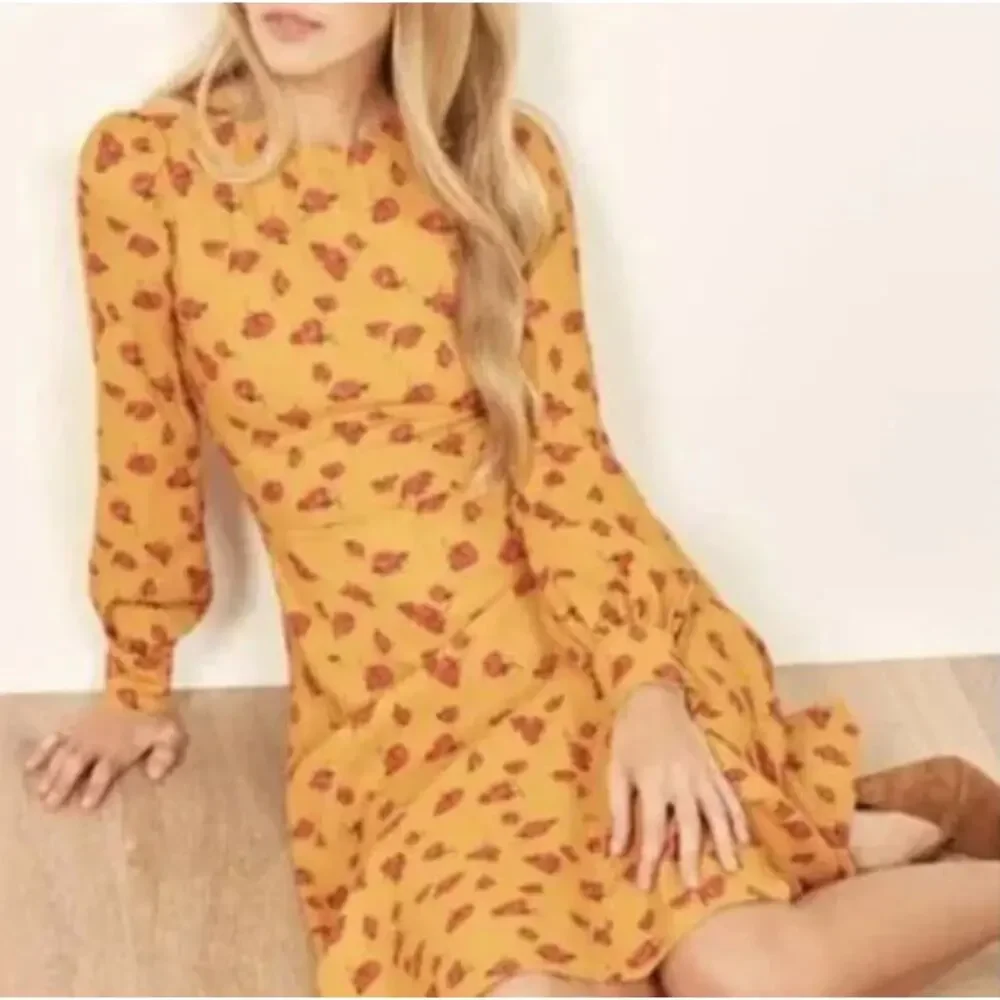 REFORMATION Josephine Midi Dress Floral Puff Long Sleeve Crew Neck Maxi, Amelia - Picture 3 of 15